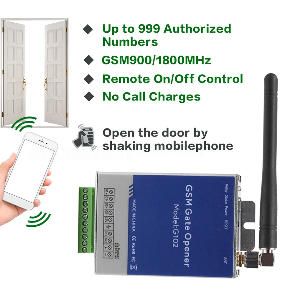 modulo abridor de porta sem fio do telefone movel remoto wifi controlador gsm controle acesso chamada gratuita para casa inteligente garagem g102 01