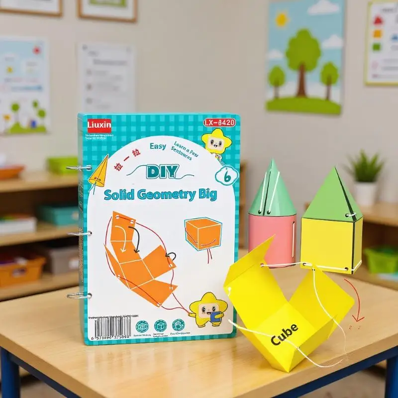 مجموعة تعلم الرياضيات مونتيسوري DIY، كتاب هادئ هندسي ثلاثي الأبعاد لتطوير التفكير المكاني للأطفال #2