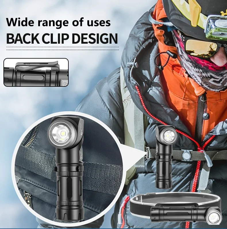 

LED+COB Rechargeable Type-C 90° Adjustable Waterproof Head Flashlight with Magnet Tail, Portable Headlight for Camping Torch