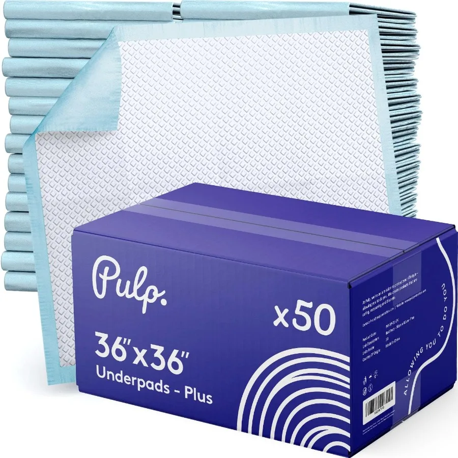 

50 x PULP Premium Incontinence Bed Pads 36" x 36" | Extra Large Disposable Underpads | Heavy Duty and Ultra Absorbent Leak Proo