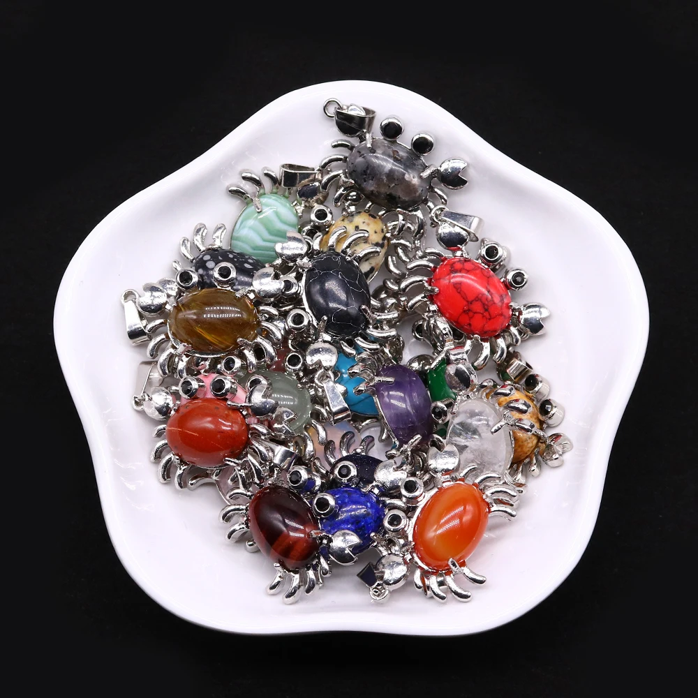 الحجر الطبيعي كريستال جمشت كراب المعلقات سحر DIY مجوهرات الأزياء صنع قلادة المفاتيح قلادة المعلقات صنع المجوهرات