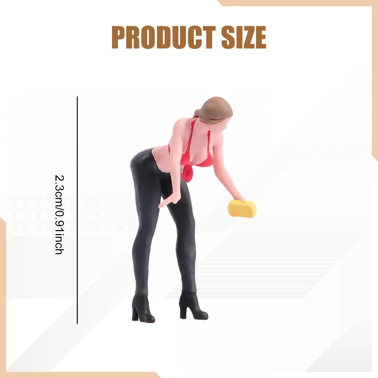 

1:64 Car Wash Girl Miniature Figure Miniature Scene Figurine Ornament Decoration Small Collectibles Painted Tiny Diorama