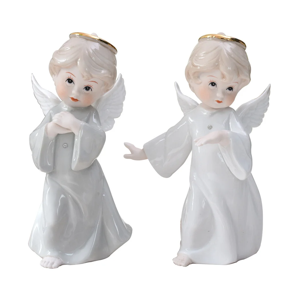 

Exquisite Ceramic Small Angel Crafts White Desktop Decoration Table Ornament Home Adornment Office Home Gift Desktop Decoration