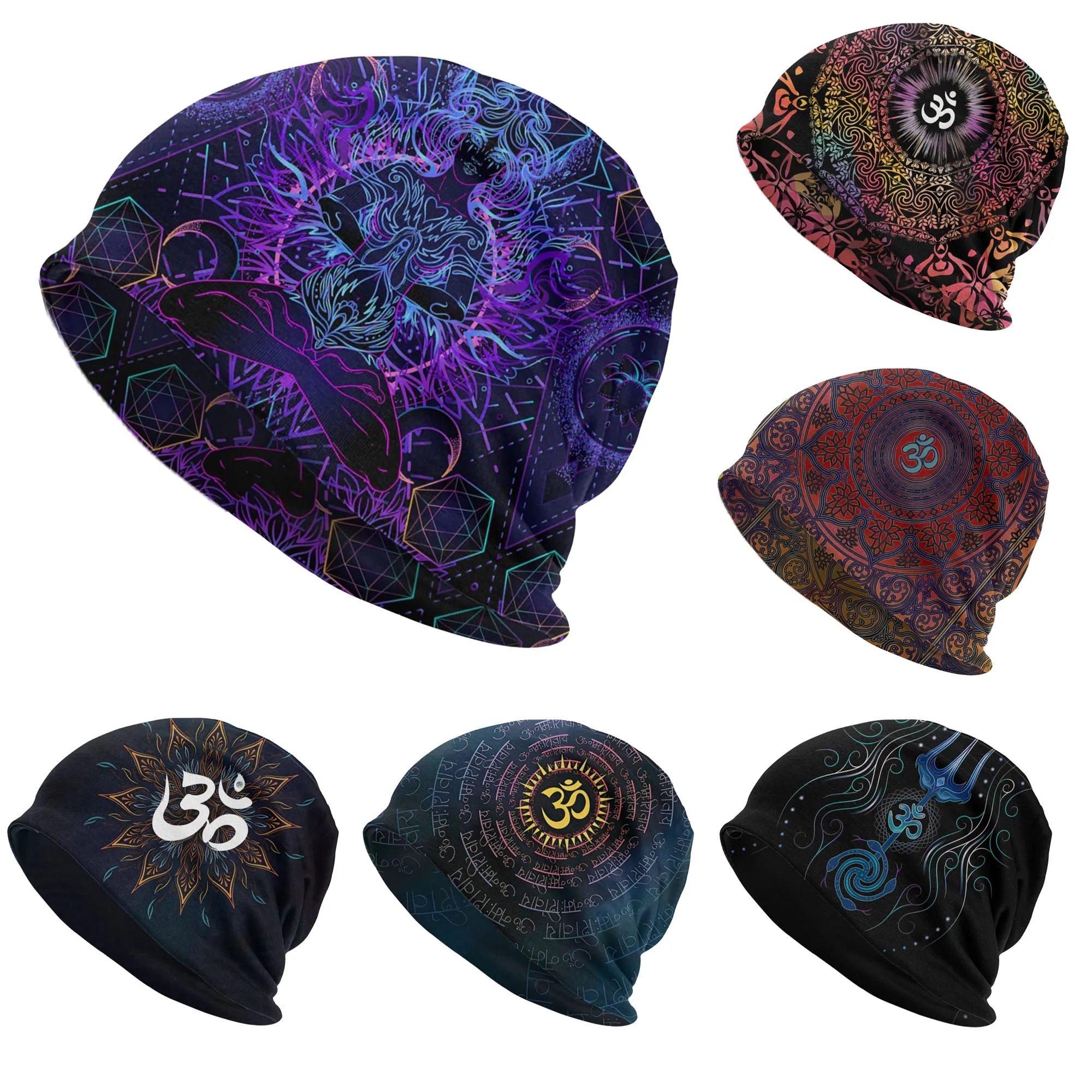 Skullies Beanies Caps for Men and Women, Leaves Om Thin Hat, Hip Hop Ski Cap, Autumn, Spring Bonnet Hats