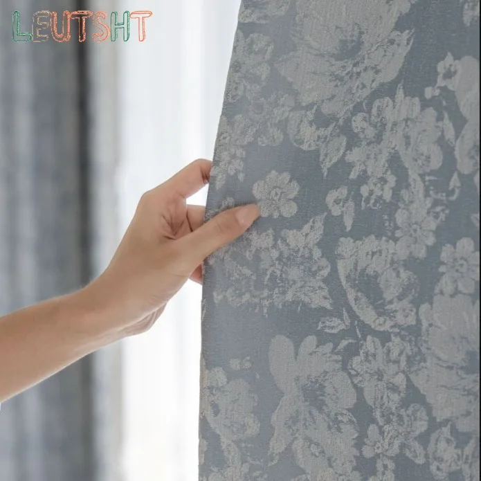 Rideaux épaissis en chenille bleue pour chambre à coucher, tissu de rideau américain, taille personnalisée, luxe abordable, salon