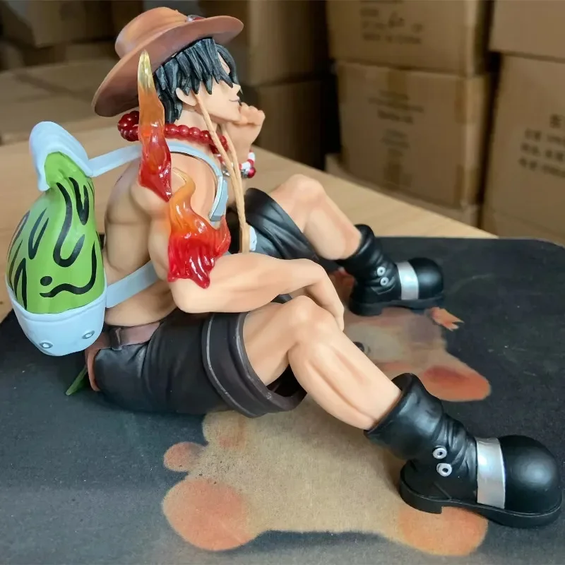 Figura de acción de una pieza de Anime Bt, postura sentada, Portgas D Ace, mochila, Pvc, modelo de colección, juguetes, estatua de regalo