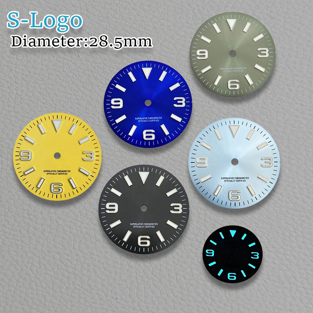 28.5mm nh35 dial s logotipo dial gelo azul mostrador luminoso caber nh35/nh36 movimento sunray relógio modificação acessórios de reparo