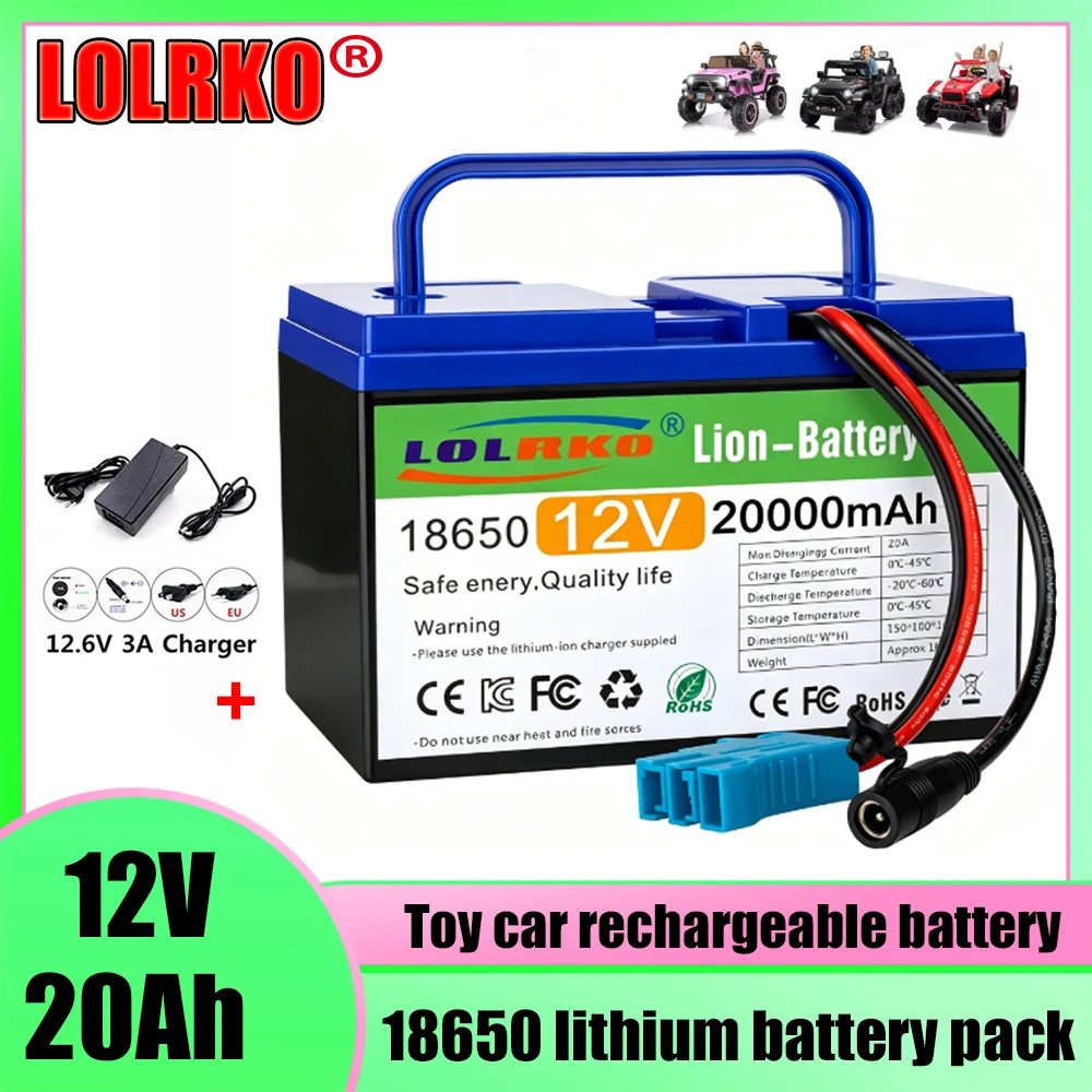 Batería de Iones de Litio de 12V 20Ah para Tractor Peg-Perego y John Deere Gator XUV, Batería para Juguetes Infantiles, Coches y Vehículos Eléctricos