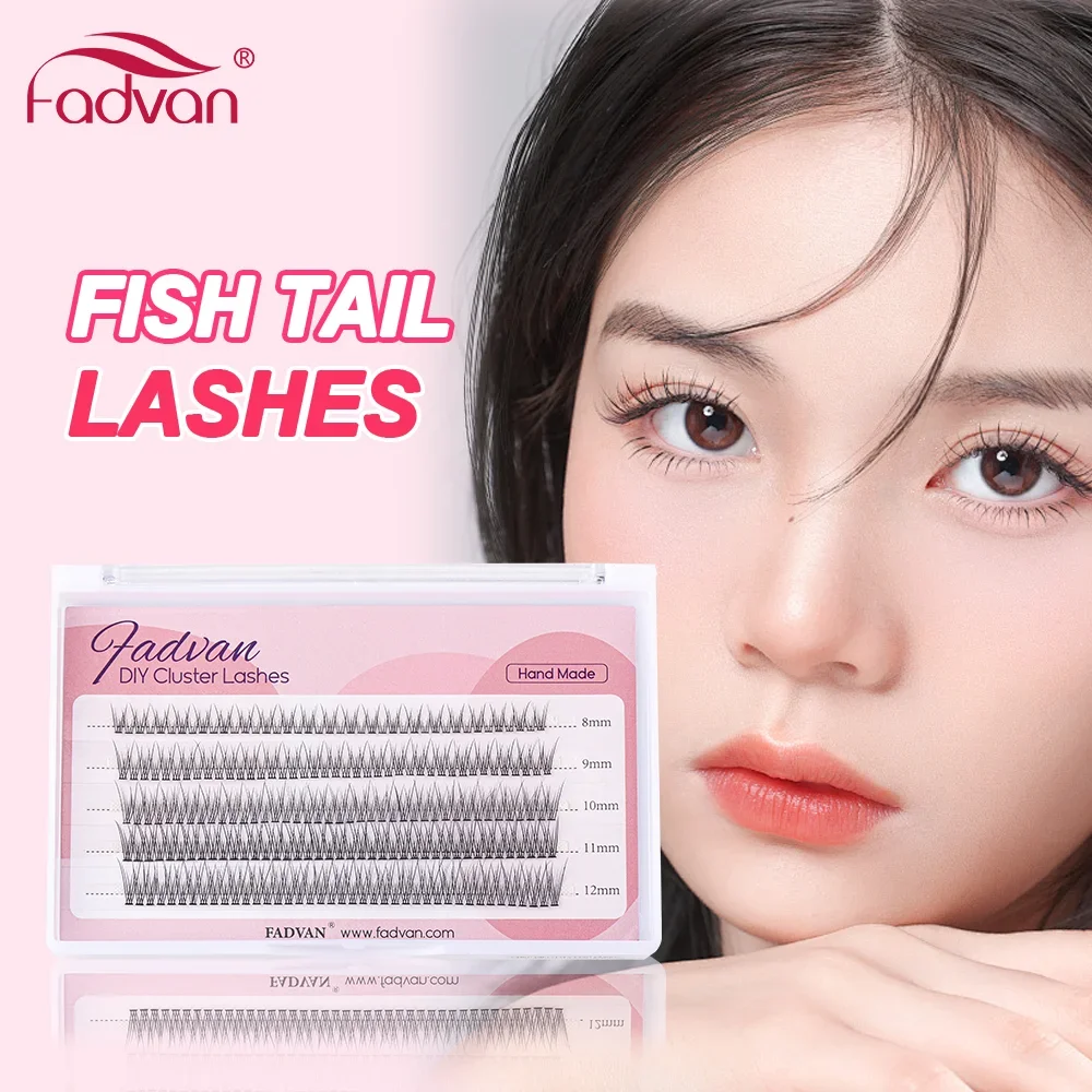 Fadvan DIY Fish Tail Eyelashes A Shaped False Lashes Extension Premium 3D Mink Individual Cluster Makeup Tools