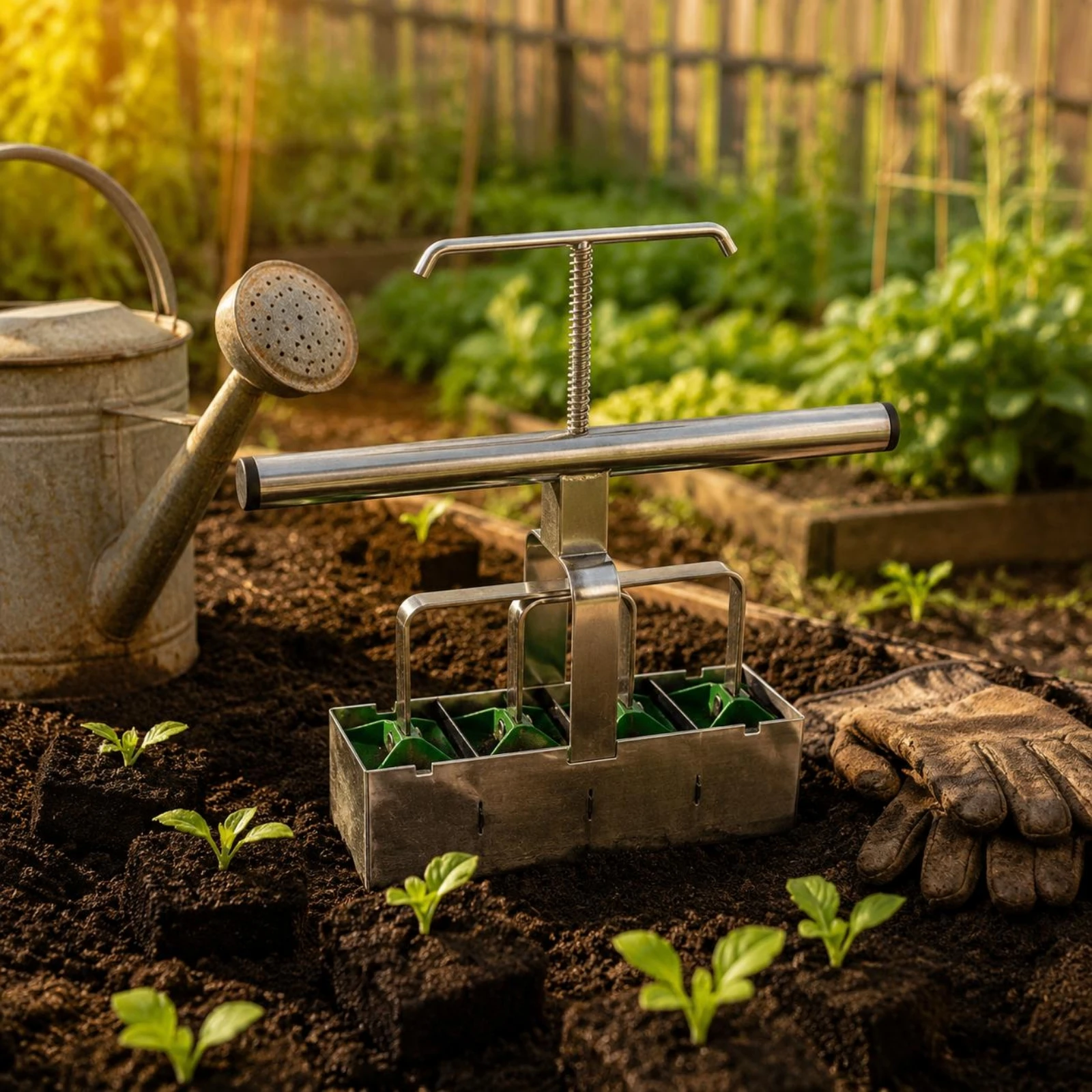 Manual Soil Block Tool Reusable Soil Block Tool Seed Starter Tool Sturdy Metal Construction Stainless Steel for Greenhouse