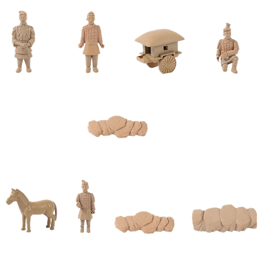 Decorar guerreiros e cavalos de terracota pequenos ornamentos em forma de soldado para escavar estátuas retrô viagem de mesa