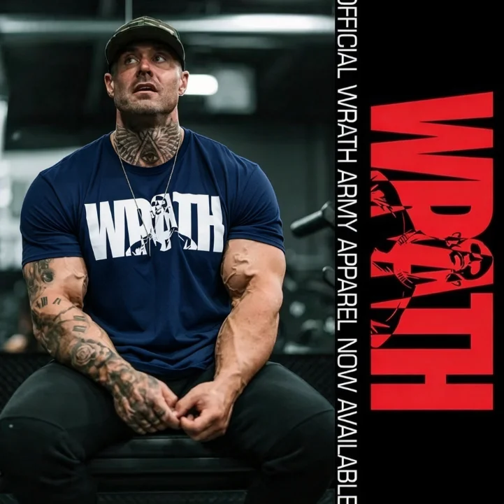 2026 new Men Letter Print Gym T-shirt Crew Neck Short Sleeve Fitness Workout Tees