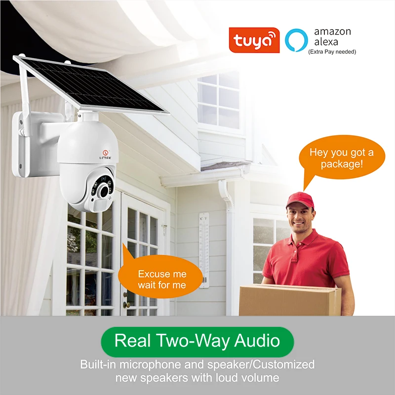 LCLCTEK 4G Intelligent Solar PTZ Camera Outdoor Waterproof PIR Motion Detection P2P Wireless CCTV CAMERA