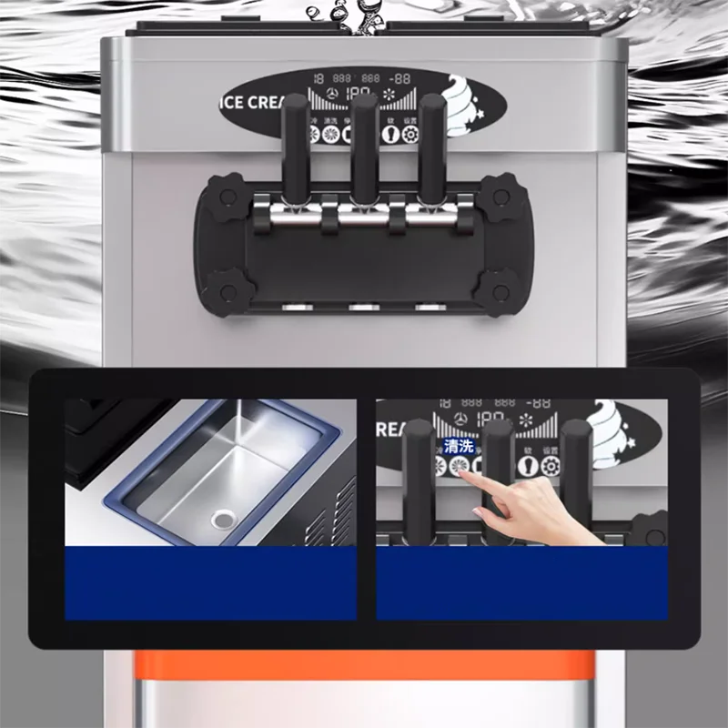 ماكينة صنع الآيس كريم التجارية الأوتوماتيكية ذات 3 نكهات، ماكينة صنع الآيس كريم