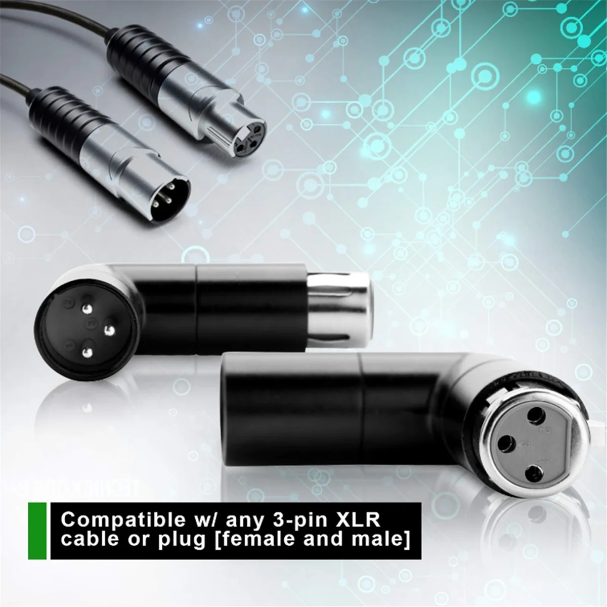 2Pcs Rotatable XLR Angle Adapter Dual Male and Female L-Shaped Connector Metal Adapter with 4 Adjustable Angle Positions