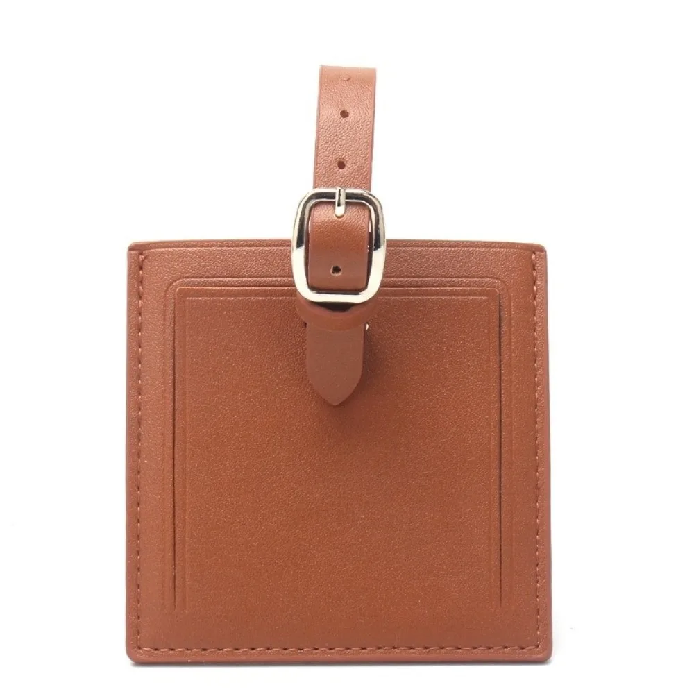 Square Leather Luggage Labels with Signature Paper Portable Suitcase Name Label Universal Travel Boarding Tags for Men Women