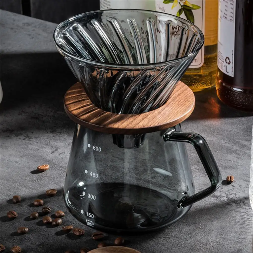 450ml/600ml Glass Coffee Server Reusable Drink Pour Over Drip with Scale Heat Resistant Teapot Home Hotel Picnic Camp Pot