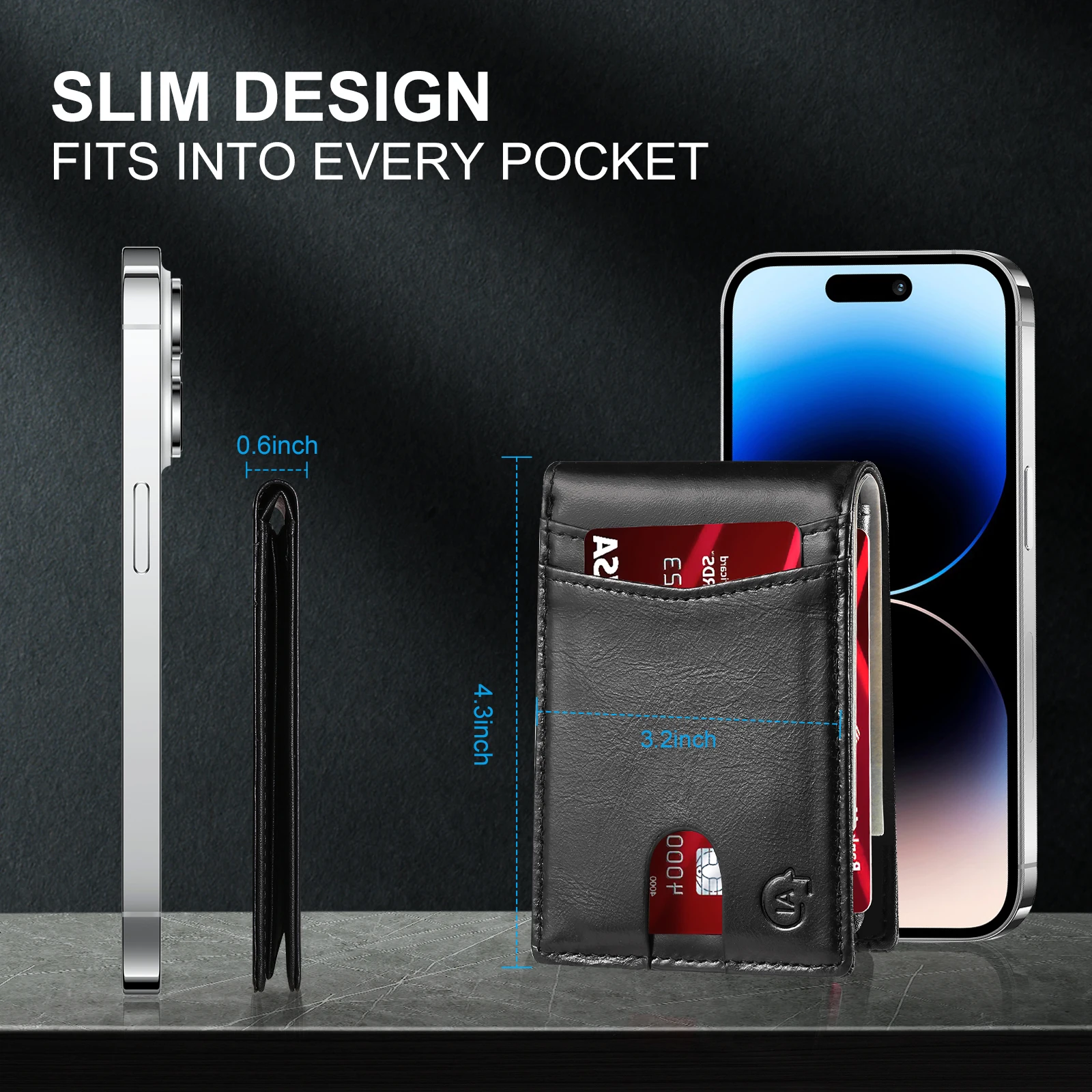 

Smart GPS Track Wallet for Men Work For Apple Find My (Ios Only) Carbon Wallet for Airtag Track Men Women Gift Not For Android