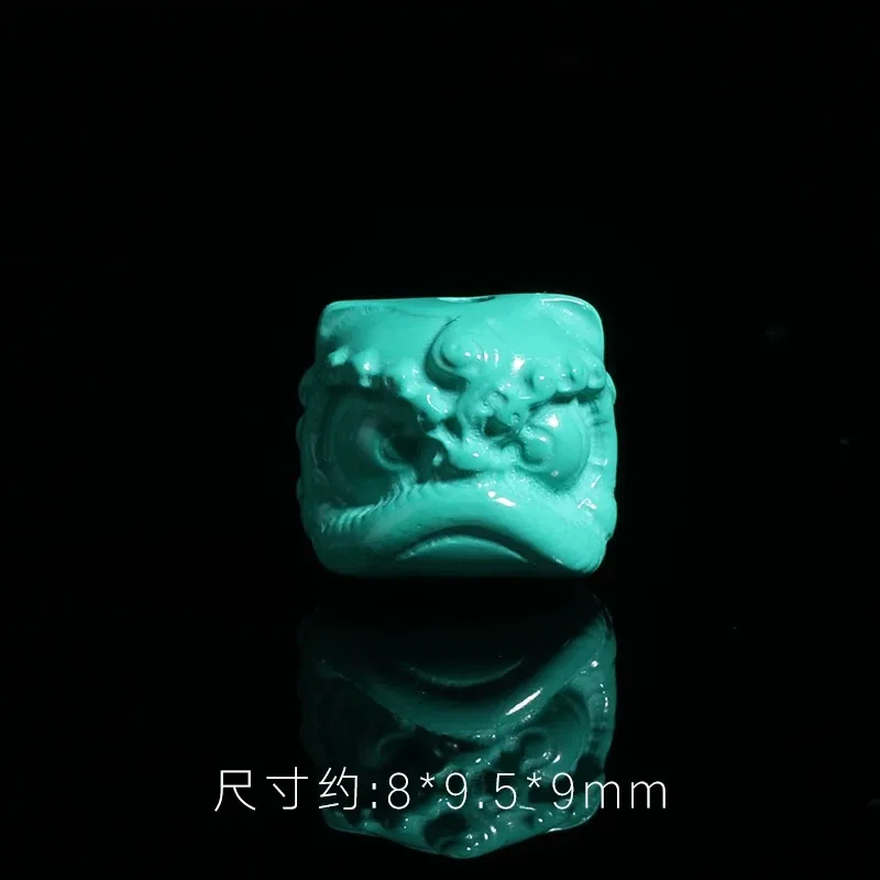 Natural turquoise lion carving piece with through-hole bead separation bucket beads