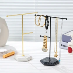 Jewelry Stand Display Necklace Stand T-Bar Metal Plated Desktop Jewelry Storage Tower for Hanging Pendants Earrings Bracelet Rin