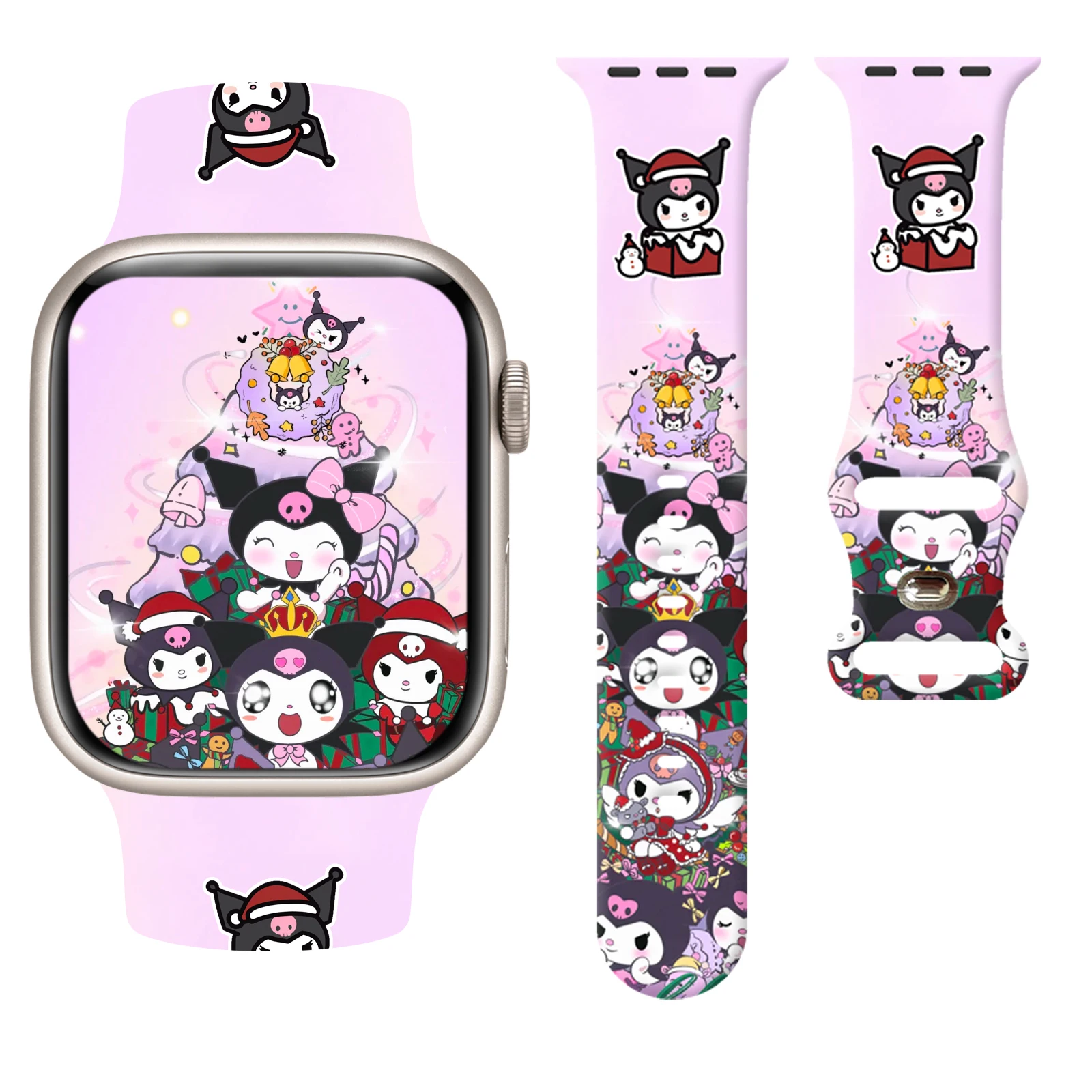 

Sanrio Christmas Print Strap for Apple Watch 11 10 9 Silicone Band Replaceable Bracelet for iWatch 46mm 44mm 42mm 41mm Watchband