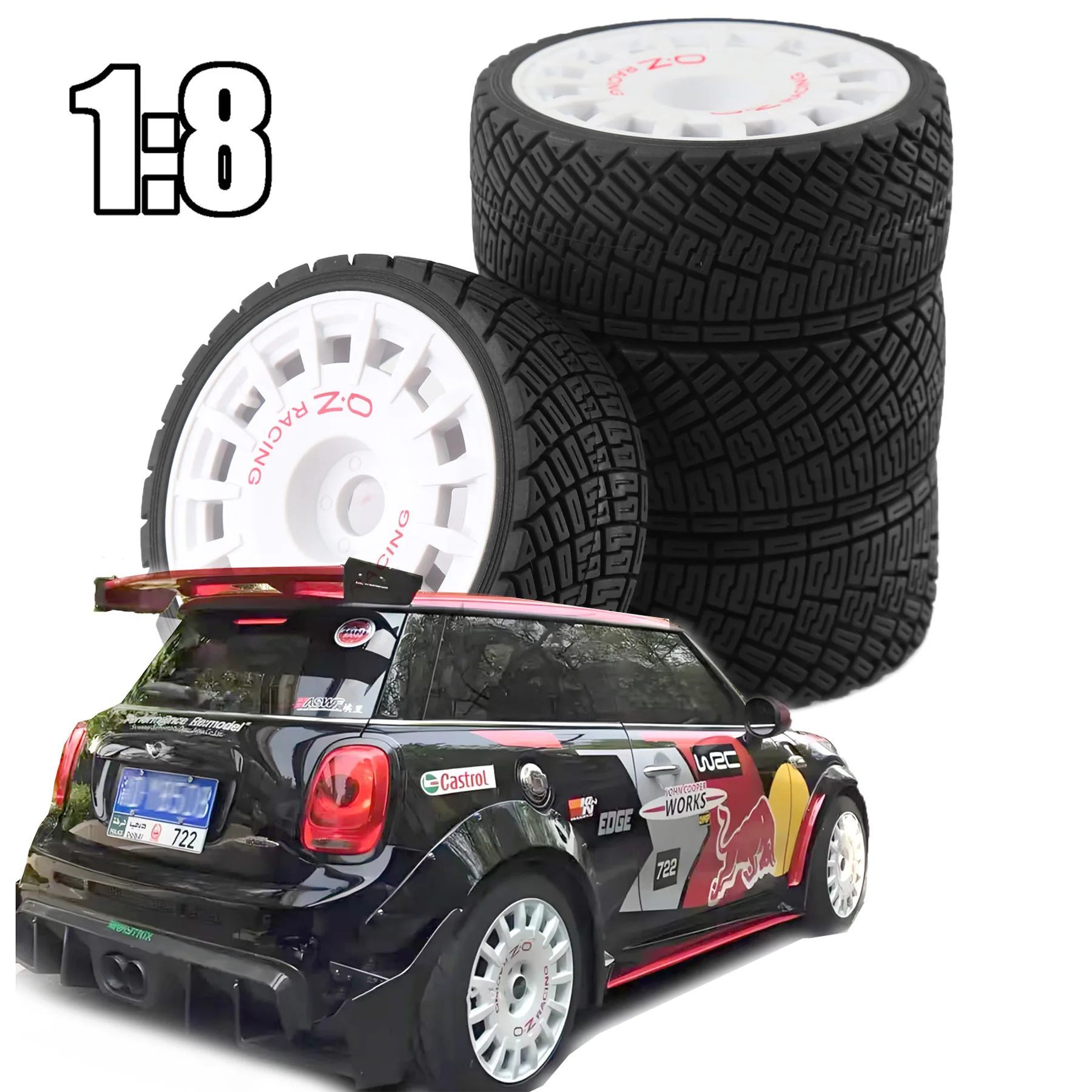 4pcs 1/8 RC Rally Car Tires On Road Tyres for 1/7 1/8 Scale Racing Car KM WRC C3 ARRMA Felony Infraction Limitless RC On-Road Ca