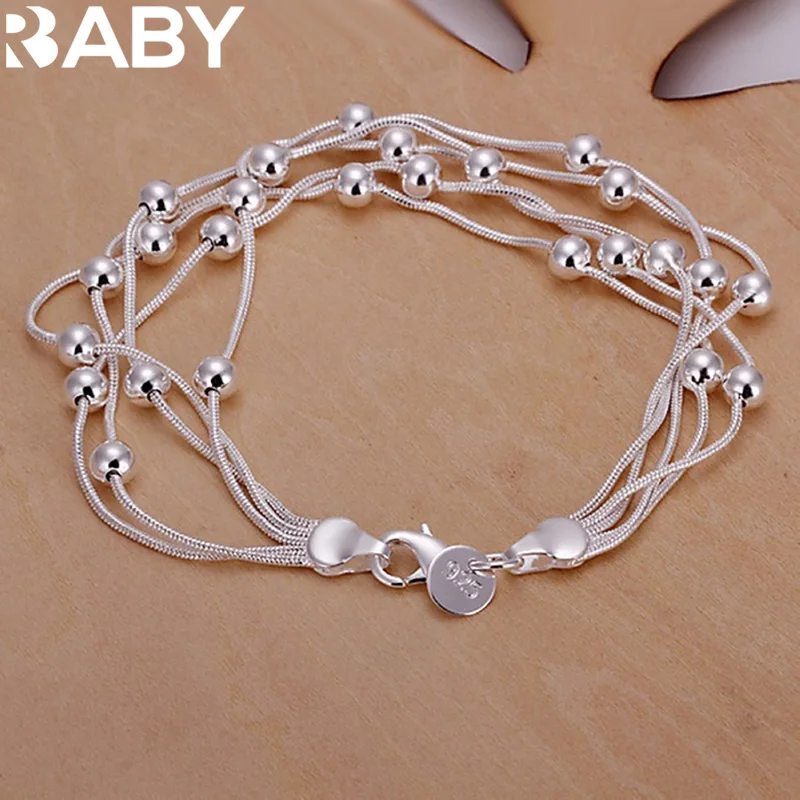 

hot sell fashion popular product 925 Sterling Silver Jewelry chain beads Bracelets For cute lady women gifts free shipping