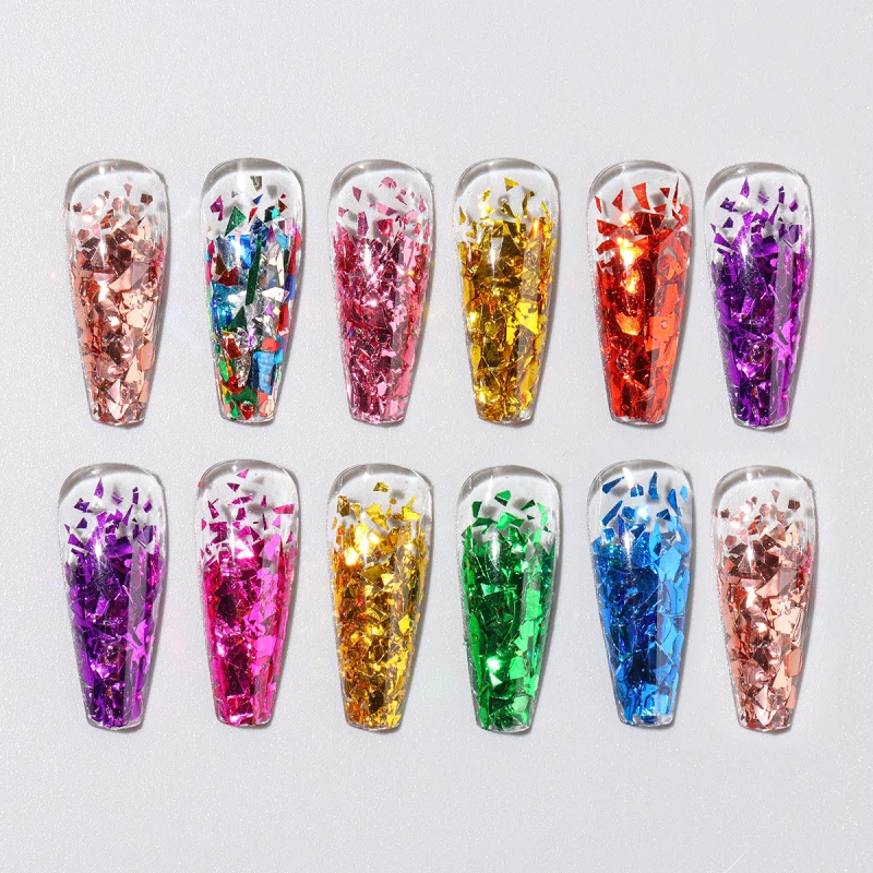 Y2K Metallic Nail Glitter paillettes irregolari specchio magico effetto Aurora fiocchi ultrasottili scintillanti 3D frammento decorazione Nail Art