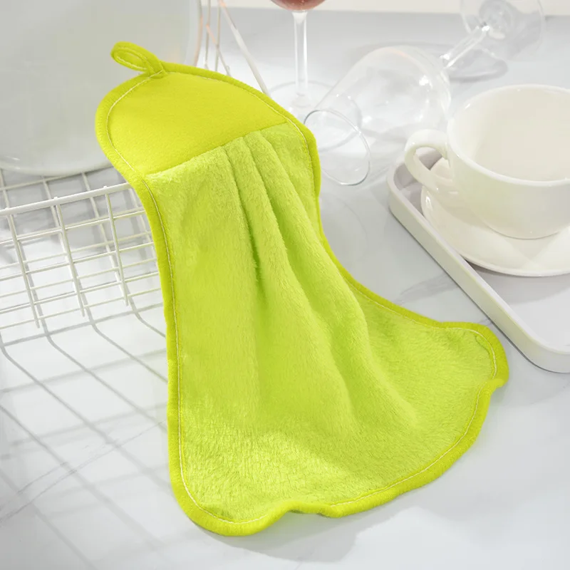 Household Kitchens and Bathrooms Use Absorbent Quick Drying Hand Towels Hangable Thickened Coral Velvet Towel Hand Towel