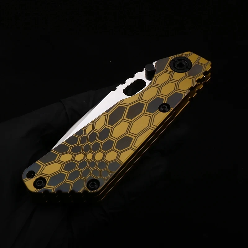 سكين قابل للطي بمقبض من سبائك التيتانيوم الصلب 2025 D2 مع صلابة عالية وحافة حادة، سكين أدوات EDC محمول للتخييم