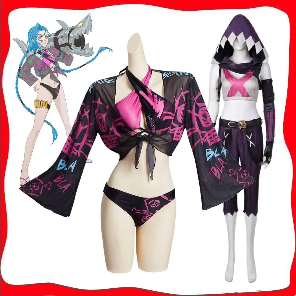 Arcane - LoL Jinx Cosplay Costume Outfits Halloween Carnival Suit Swimsuit