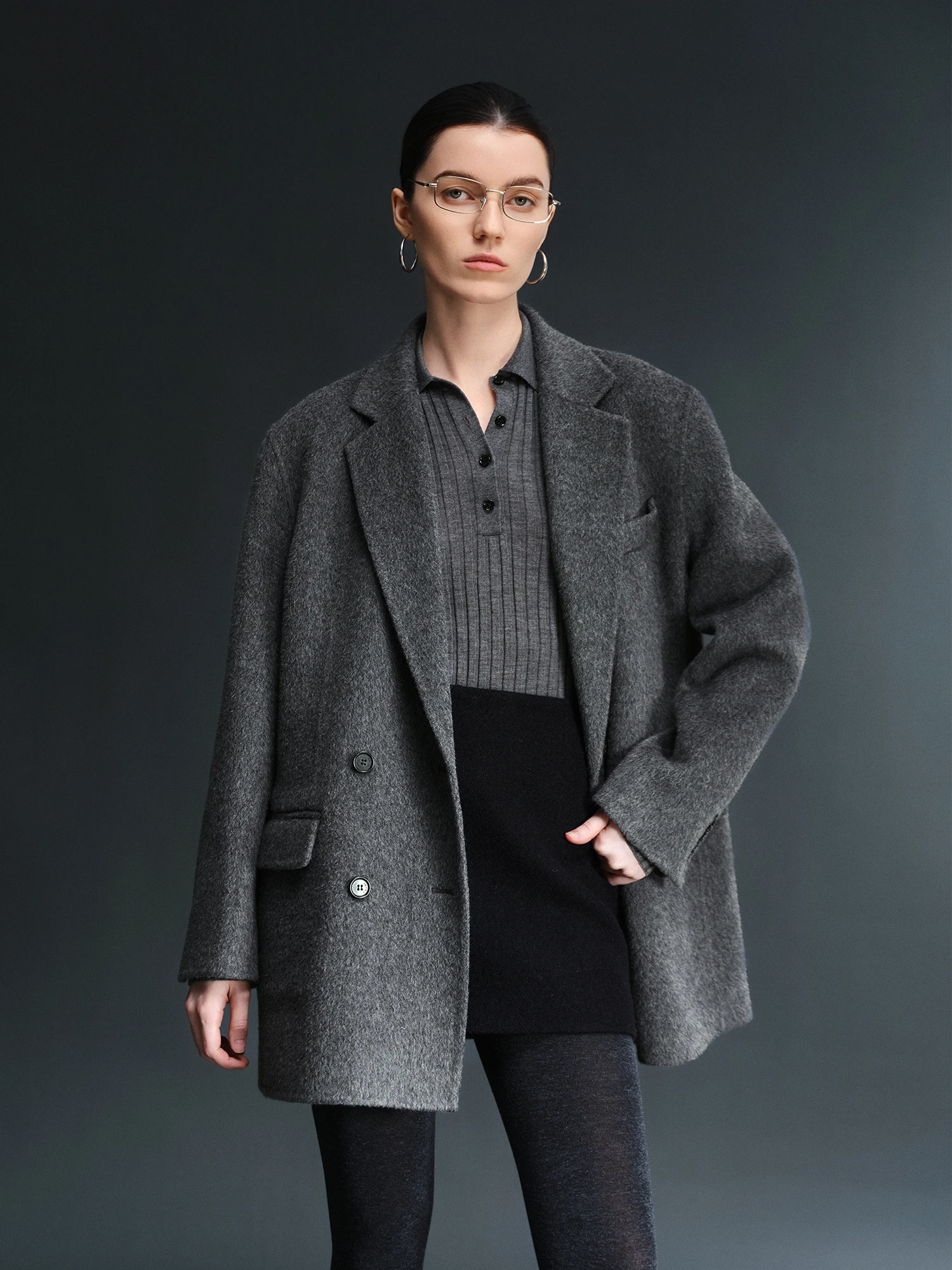 

Женское двубортное пальто из шерсти и шелкового твида с верблюжьим пухом CEMO, зимнее, двустороннее