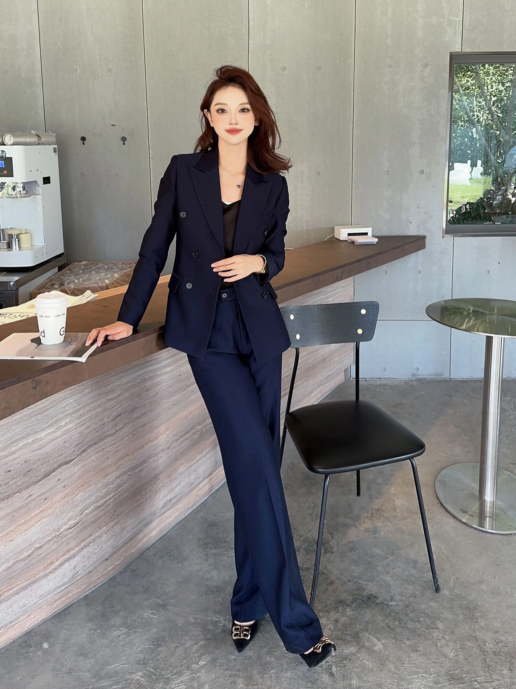 

Ele Profional High-End Women's Suiting Set Straight Leg Pants Formal Ocn Lightweight Luxury Spring Autumn Chicpc