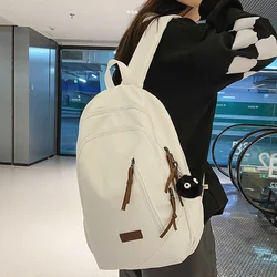 2023 Canvas Women Backpack Female Travel Bag Backpacks Schoolbag For Teenage Girl Solid Color Multi Pocket Backpack Schoolbag