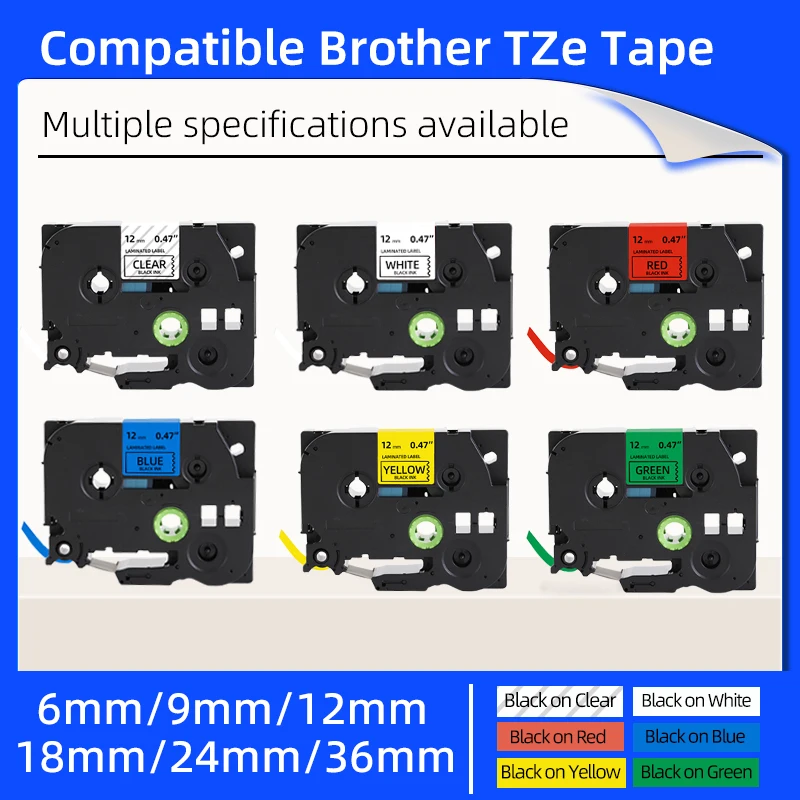 

Label Tape Compatible for Brother P-touch Tze-231 431 531 631 431 Multicolors Printer Ribbon for PT-H110 PTD210 D600 Label Maker