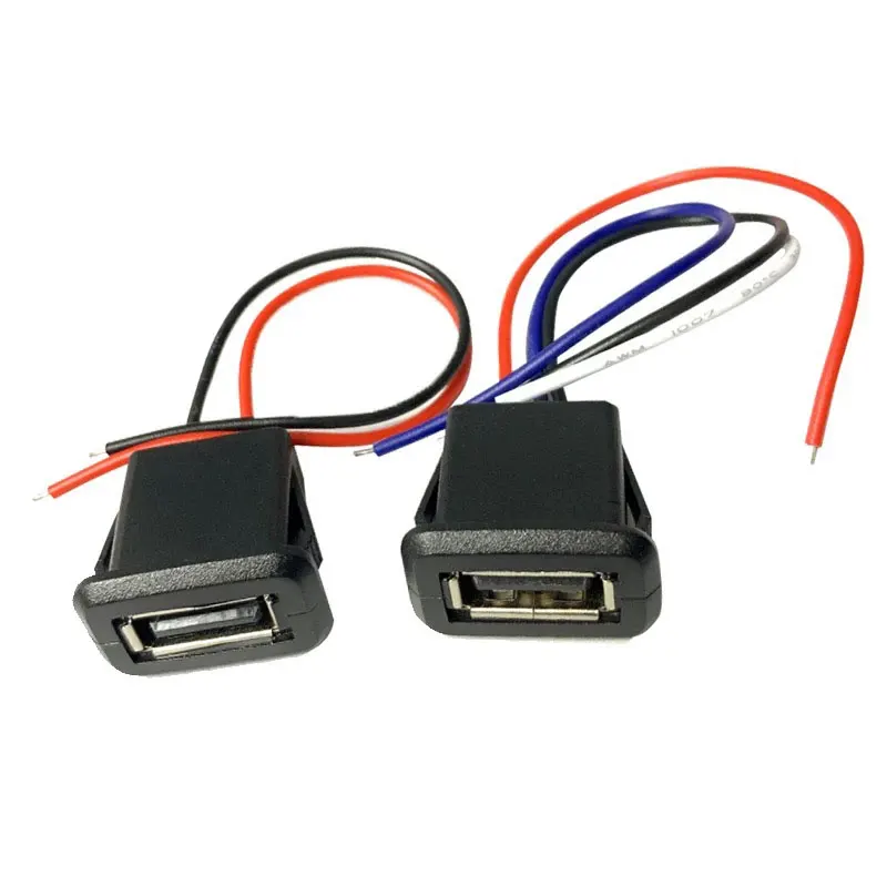 1-2pcs  2Pin 4Pin USB 2.0 Female Power Jack 2P 4P USB2.0 Charging Port Connector Data Interface with Cable USB Charger Socket