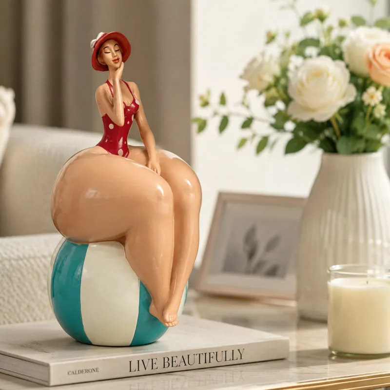 Goddess Sculpture Female Figurine Desk Statue Modern Nordic Resin Art Ornament Living Room Bedroom Office Table Shelf Gift