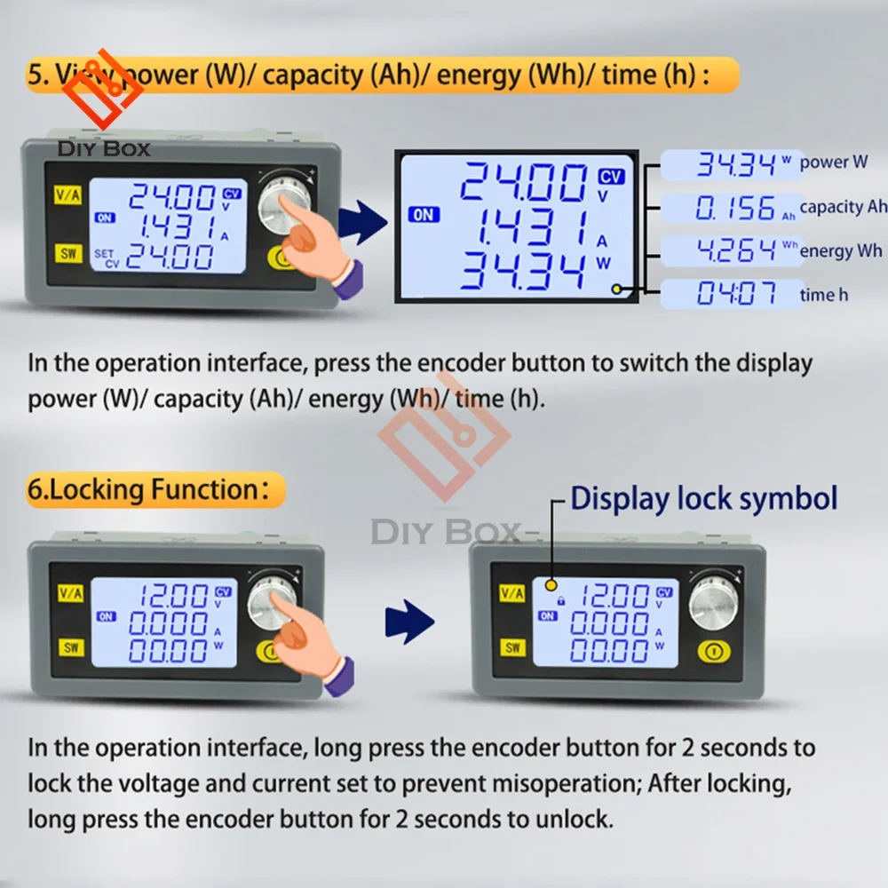 XY6020L CNC 가변 DC 안정화 전압 전원 공급 장치, 정전압 및 정전류, 스텝 다운 모듈, 20A, 1200W