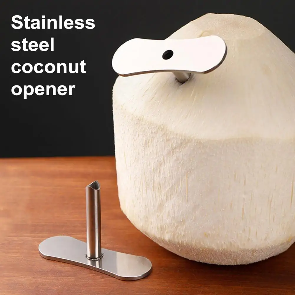 Coconut Hole Puncher Stainless Steel Coconut Opener Dual-Angle Coconut Shell Opener Kitchen Cafe Restaurant Coconuts Hole Maker