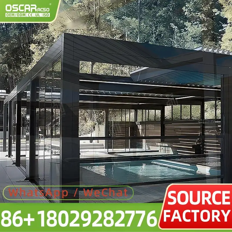 

Adjustable Sunshade Louvered Outdoor Aluminum Pergola with Smart Design and Modular Concept for Garden Patio Poolside pergola