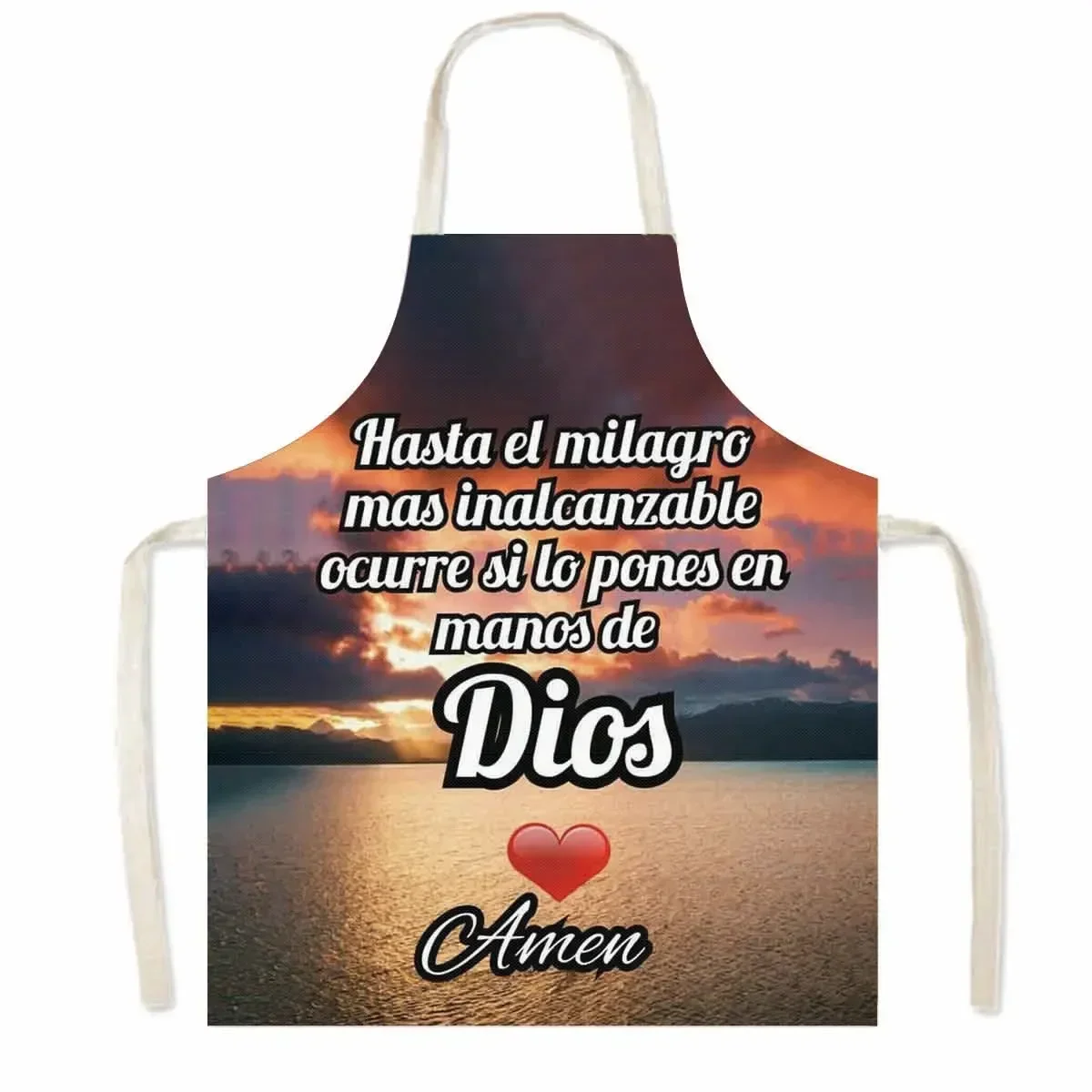 Christian Gift Bible Verse Print Kitchen Apron Women Cooking Apron for Nail Salons BBQ Chef Waiter Home Cleaning Tool Pinafore