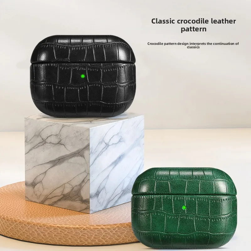 

Suitable for Apple AirPods 4th Crocodile leather texture earphone case wireless BluetoothAirPodsPro2Protective Shell