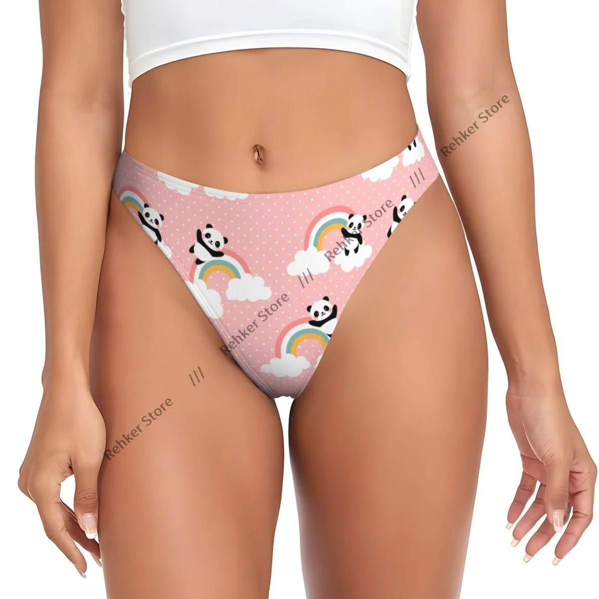 Women's Panties Cute Panda Flying In The Sky With Clouds And Star Underwear Sexy Thongs Lingerie G-Strings