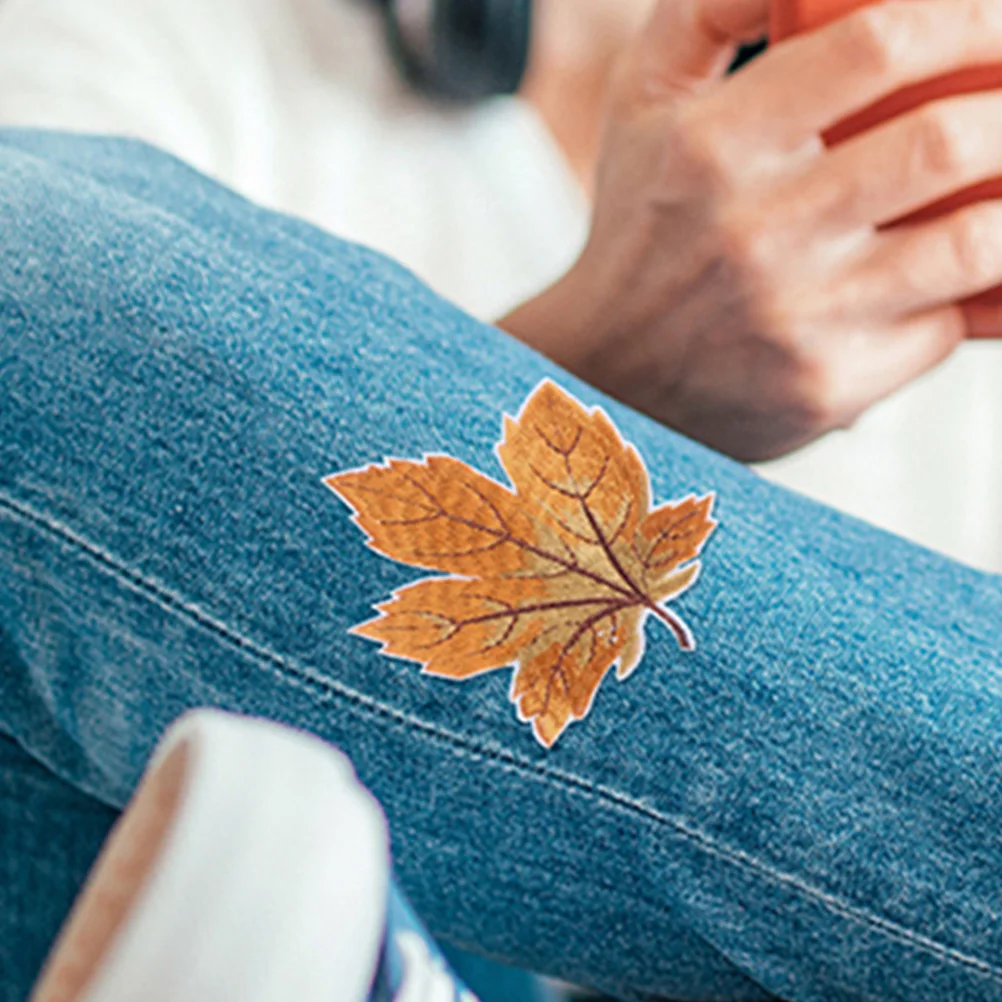 

12Pcs Colorful Maple Leaf Embroidered Patches Applique Cloth Stickers For Clothing Accessories