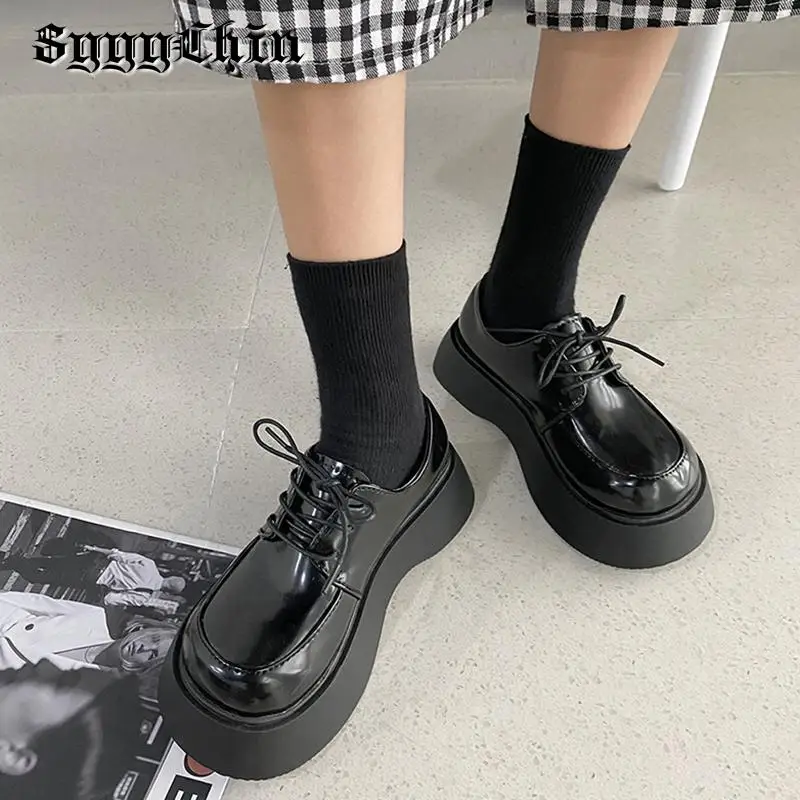 Women Flat Pumps Platform Mary Jane Derby Loafers Ladies Zapatos Shoes Female Round Toe Harajuku Vintage Girl Lolita Footwear