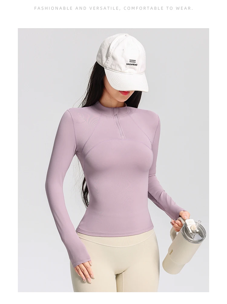 Langarm-Yoga-Trainings-T-Shirt für Damen, Reiten, Sport, Fitness, aktive Kleidung, Oberteil, bequemes, atmungsaktives Trainingsshirt – Detail 18