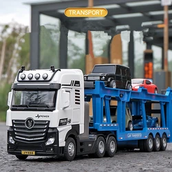 Alloy Large Double Deck Flatbed Trailer Model Diecasts Metal Toy Heavy Semi Trailer Transport Vehicle Truck Car Model Kids Gifts