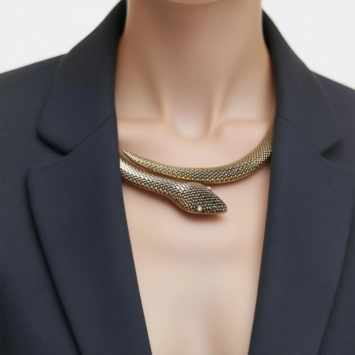 

ZAA Vintage Gold Plated Snake Choker Necklace for Women Retro Party Jewelry Gift Elegant Serpent Festival Accessories
