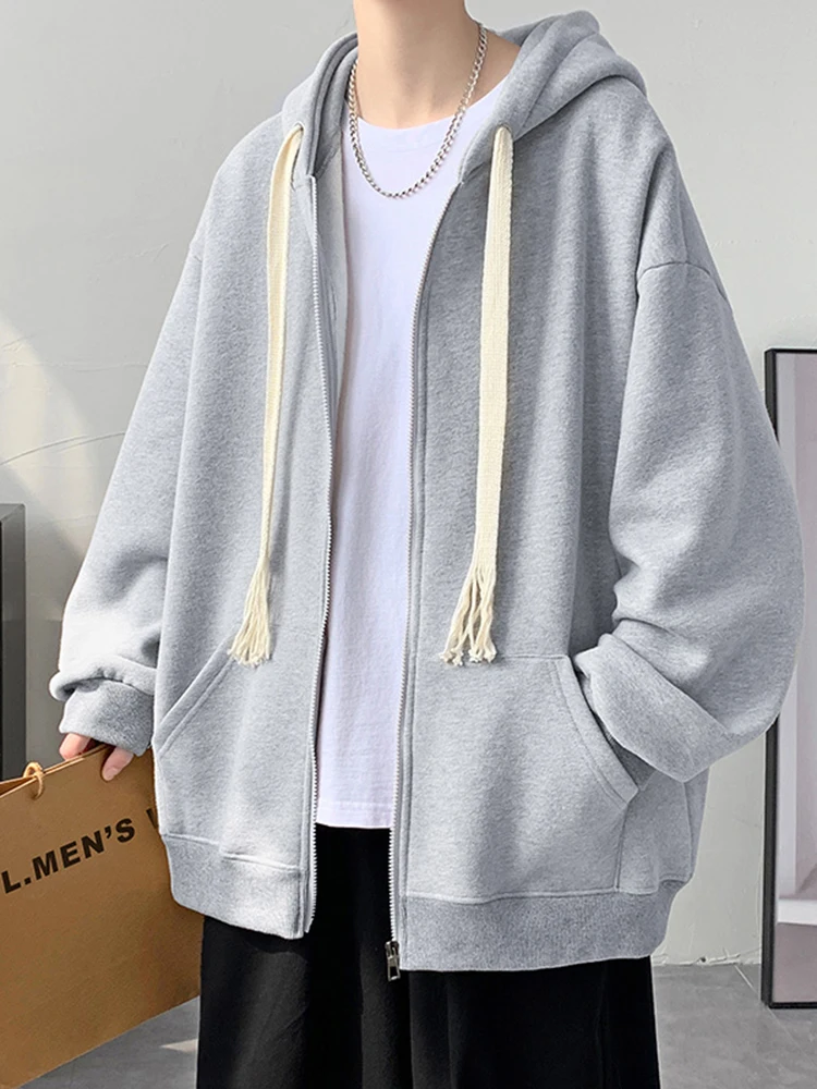 

New 2024 Men's Hooded Open Cardigan Jacket for Junior And High School Students Heavyweight Spring Autumn Casual Loose Top