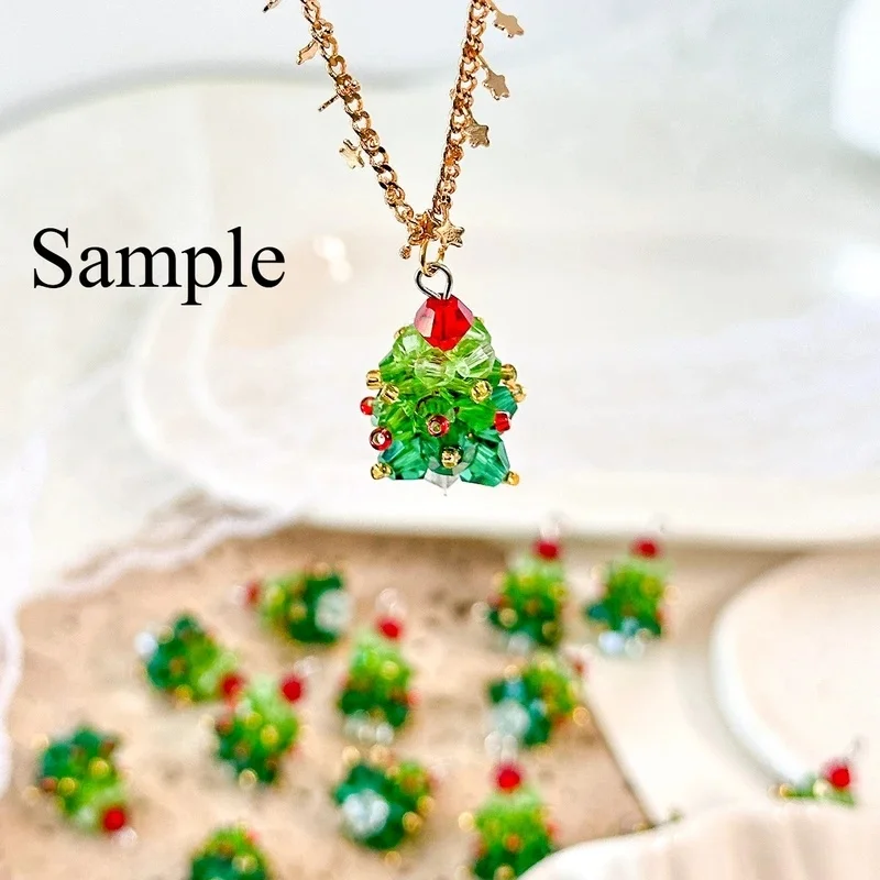 6PCS/SET Winter Christmas Tree Charms Beaded Crystal Glass Handmade Woven for Earrings and Necklace Diy Making Jewelry Gifts view 3